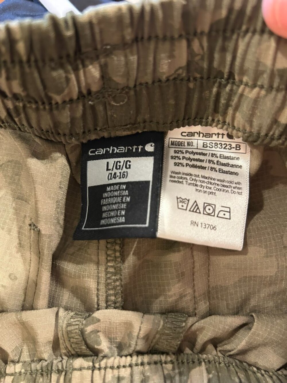 LG 14/16 Boys Carhartt Camouflage Rugged Flex Shorts - Picture 7 of 7